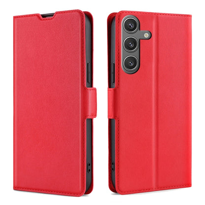 For Samsung Galaxy S25 5G Ultra-thin Voltage Side Buckle Horizontal Flip Leather Phone Case(Red) - Galaxy S25 5G Cases by PMC Jewellery | Online Shopping South Africa | PMC Jewellery | Buy Now Pay Later Mobicred