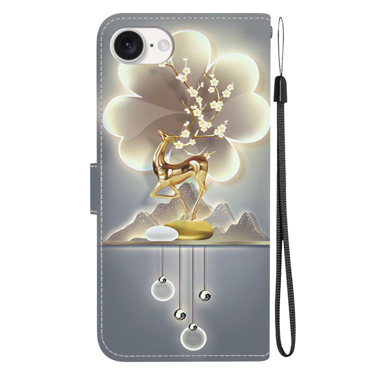 For iPhone 16e Crystal Texture Colored Drawing Leather Phone Case(Sika Deer) - iPhone 16e Cases by PMC TechLife | Online Shopping South Africa | PMC TechLife | Buy Now Pay Later Mobicred