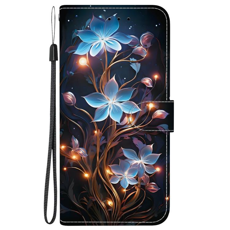 For iPhone 16e Crystal Texture Colored Drawing Leather Phone Case(Little Lantern Flower) - iPhone 16e Cases by PMC TechLife | Online Shopping South Africa | PMC TechLife | Buy Now Pay Later Mobicred