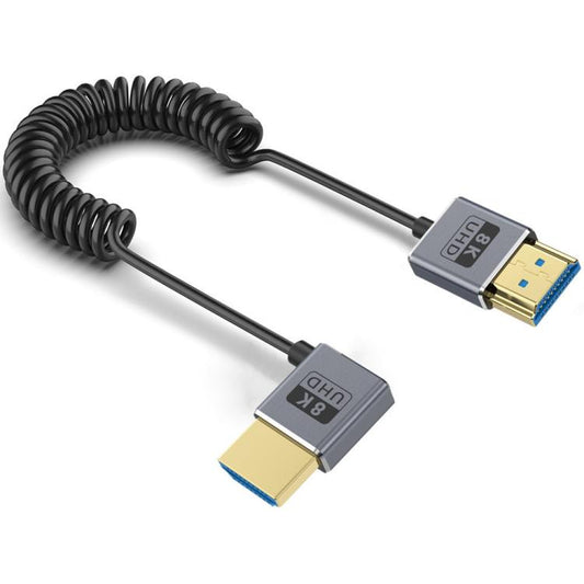 0.7m Coiled Coaxial 8K 48Gbps HDMI 2.1 Cable, Port:Left Bend - Cable by PMC Jewellery | Online Shopping South Africa | PMC Jewellery | Buy Now Pay Later Mobicred