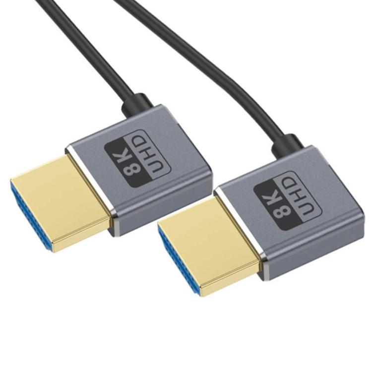 0.7m Coiled Coaxial 8K 48Gbps HDMI 2.1 Cable, Port:Left to Left Elbow - Cable by PMC TechLife | Online Shopping South Africa | PMC TechLife | Buy Now Pay Later Mobicred