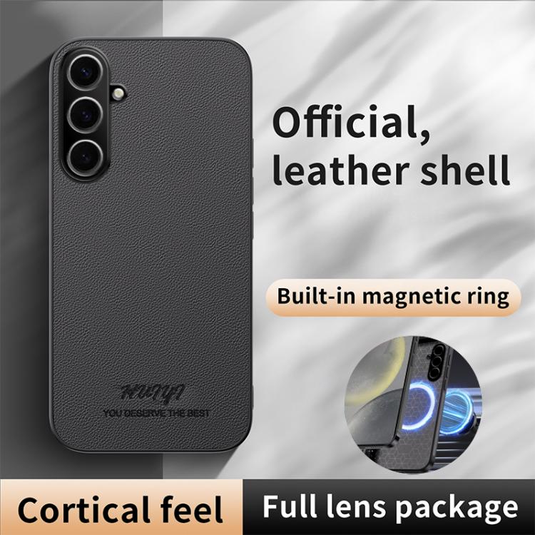 For Samsung Galaxy S25 5G HUIYI Leather Magnetic Phone Case(White) - Galaxy S25 5G Cases by PMC Jewellery | Online Shopping South Africa | PMC Jewellery | Buy Now Pay Later Mobicred