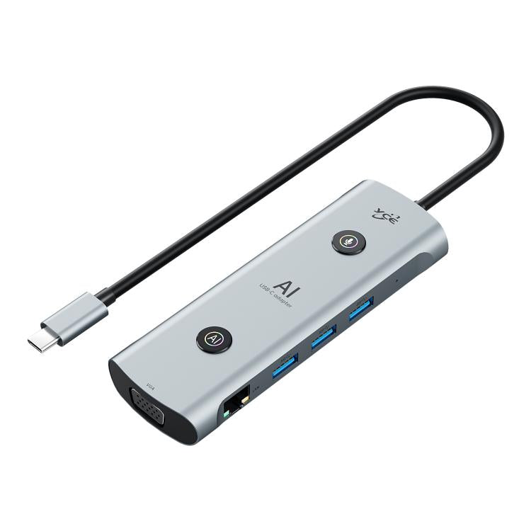 YCE V172 12 in 1 USB-C / Type-C HUB Adapter AI Docking Station(Grey) - USB HUB by PMC TechLife | Online Shopping South Africa | PMC TechLife | Buy Now Pay Later Mobicred