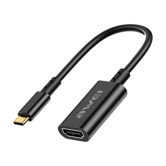 awei CL-217T USB-C / Type-C to HDMI 4K 30Hz UHD Adapter Cable, Length:20mm(Black) - Cable by awei | Online Shopping South Africa | PMC Jewellery | Buy Now Pay Later Mobicred