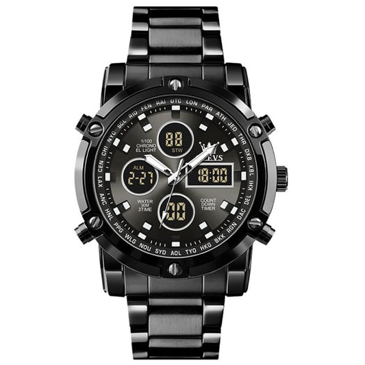 OLEVS 1106 Men Luminous Waterproof Smart Electronic Watch(Black) - Metal Strap Watches by OLEVS | Online Shopping South Africa | PMC Jewellery | Buy Now Pay Later Mobicred