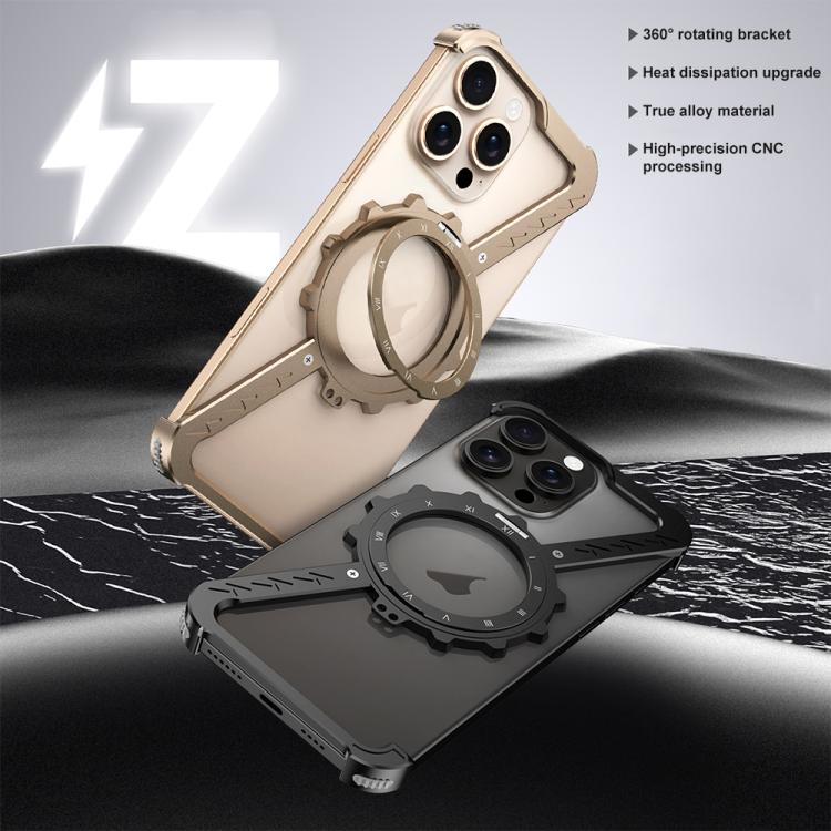 For iPhone 16 Pro Max Z-shaped Frameless Metal 360 Holder MagSafe Phone Case(Space Grey) - iPhone 16 Pro Max Cases by PMc TechLife | Online Shopping South Africa | PMc TechLife | Buy Now Pay Later Mobicred