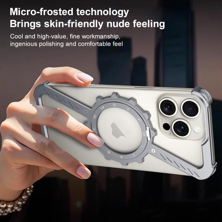 For iPhone 13 Pro Max Z-shaped Frameless Metal 360 Holder MagSafe Phone Case(Space Grey) - iPhone 13 Pro Max Cases by PMc TechLife | Online Shopping South Africa | PMc TechLife | Buy Now Pay Later Mobicred