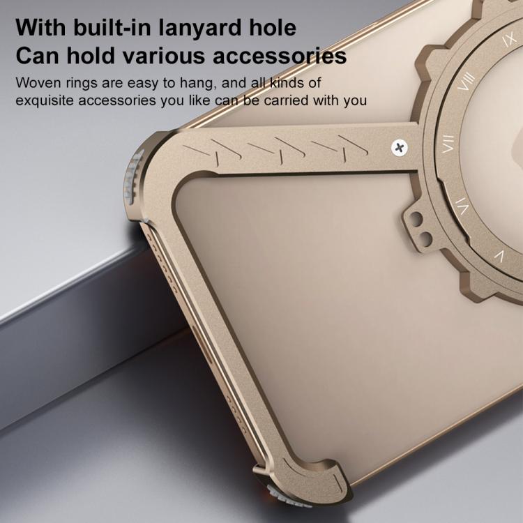 For iPhone 15 Z-shaped Frameless Metal 360 Holder MagSafe Phone Case(Space Grey) - iPhone 15 Cases by PMc TechLife | Online Shopping South Africa | PMc TechLife | Buy Now Pay Later Mobicred