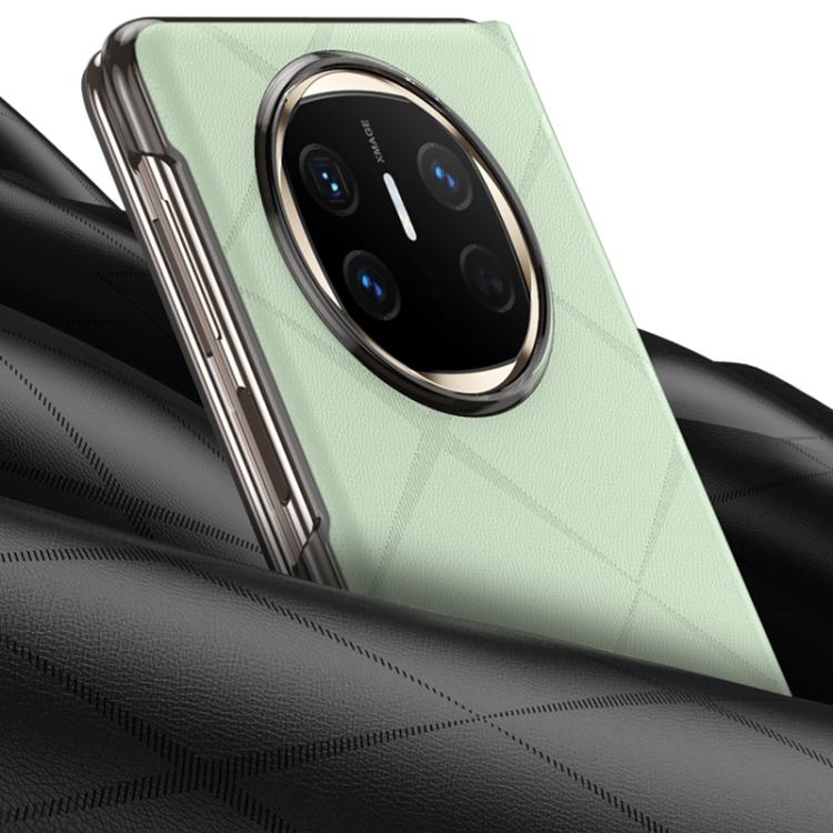 For Huawei Mate X6 Plain Leather Embossed MagSafe Magnetic Phone Leather Case(Black) - Huawei Cases by PMC TechLife | Online Shopping South Africa | PMC TechLife | Buy Now Pay Later Mobicred