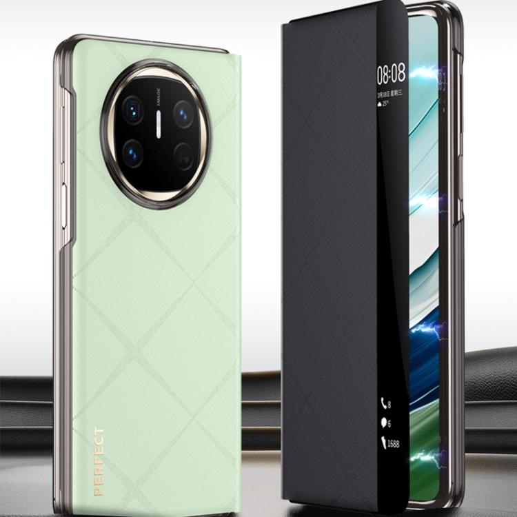 For Huawei Mate X3 Plain Leather Embossed MagSafe Magnetic Phone Leather Case(Green) - Huawei Cases by PMC TechLife | Online Shopping South Africa | PMC TechLife | Buy Now Pay Later Mobicred