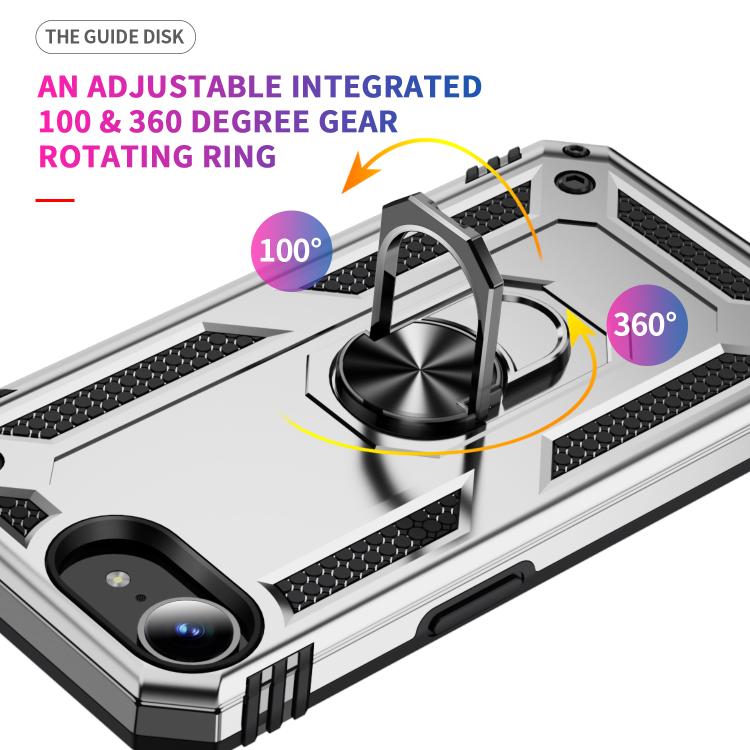 For iPhone 16e Shockproof TPU Hybrid PC Phone Case with Holder(Silver) - iPhone 16e Cases by PMC TechLife | Online Shopping South Africa | PMC TechLife | Buy Now Pay Later Mobicred