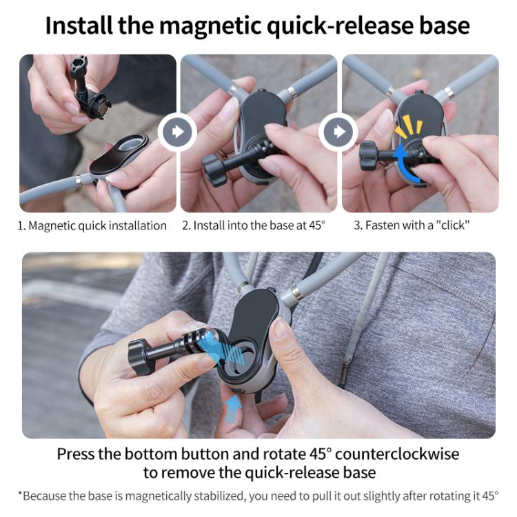 Magnetic Neck Mount Anti-shake Bracket, Type:7 in 1 Phone Clamp with Remote - free shipping - PMC TechLife - Order now!