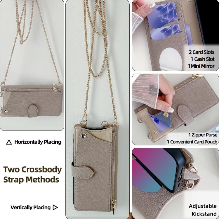 For Itel A50 Crossbody Chain Fishtail Litchi Leather Phone Case(Grey) - More Brand by PMC TechLife | Online Shopping South Africa | PMC TechLife | Buy Now Pay Later Mobicred