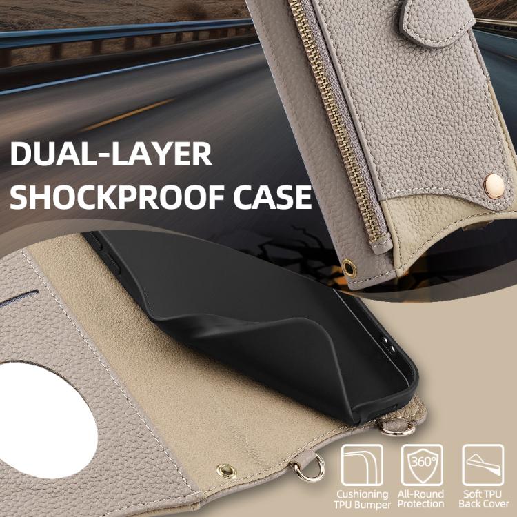 For Itel A50 Crossbody Chain Fishtail Litchi Leather Phone Case(Grey) - More Brand by PMC TechLife | Online Shopping South Africa | PMC TechLife | Buy Now Pay Later Mobicred