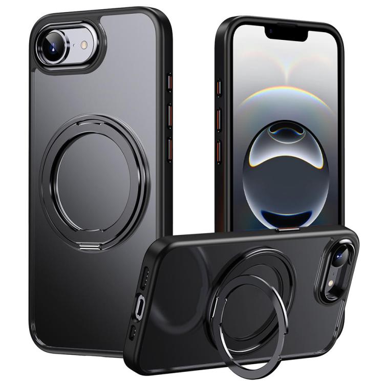 For iPhone 16e Frosted 360 Degree MagSafe Magnetic Holder Phone Case(Black) - iPhone 16e Cases by PMC TechLife | Online Shopping South Africa | PMC TechLife | Buy Now Pay Later Mobicred