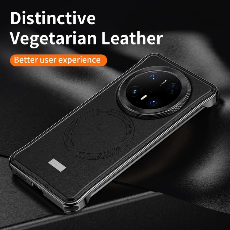 For Huawei Mate 70 Pro+ Metal Frameless MagSafe Leather Phone Case(Black) - Huawei Cases by PMC TechLife | Online Shopping South Africa | PMC TechLife | Buy Now Pay Later Mobicred