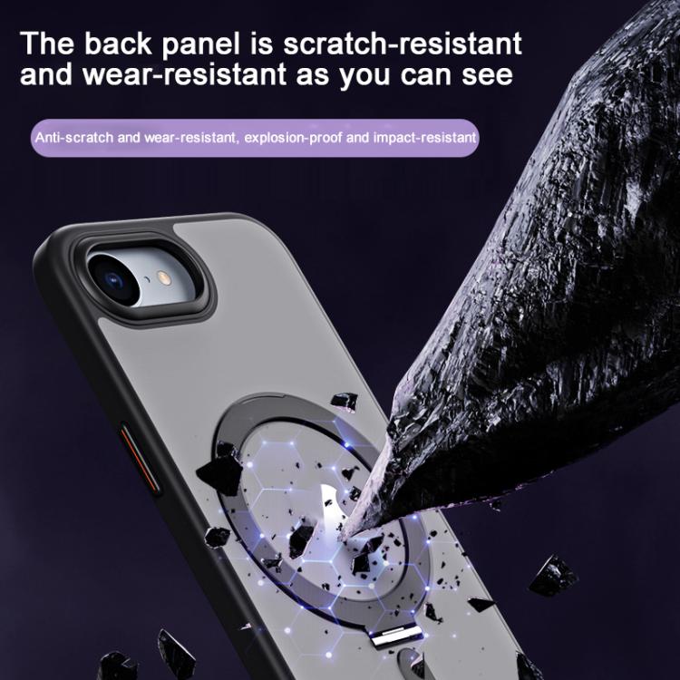 For iPhone 16e Airbag MagSafe Shockproof Frosted Phone Case with Fold Holder(Silver) - iPhone 16e Cases by PMC TechLife | Online Shopping South Africa | PMC TechLife | Buy Now Pay Later Mobicred