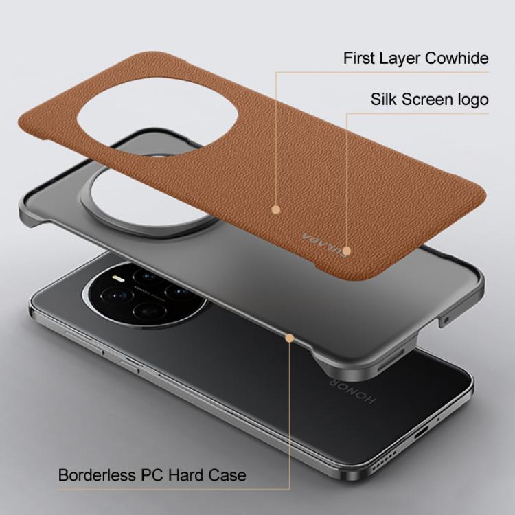 For Honor Magic7 SULADA Frameless Top Layer Cowhide Leather Hybrid PC Phone Case(Red) - Honor Cases by SULADA | Online Shopping South Africa | PMC TechLife | Buy Now Pay Later Mobicred