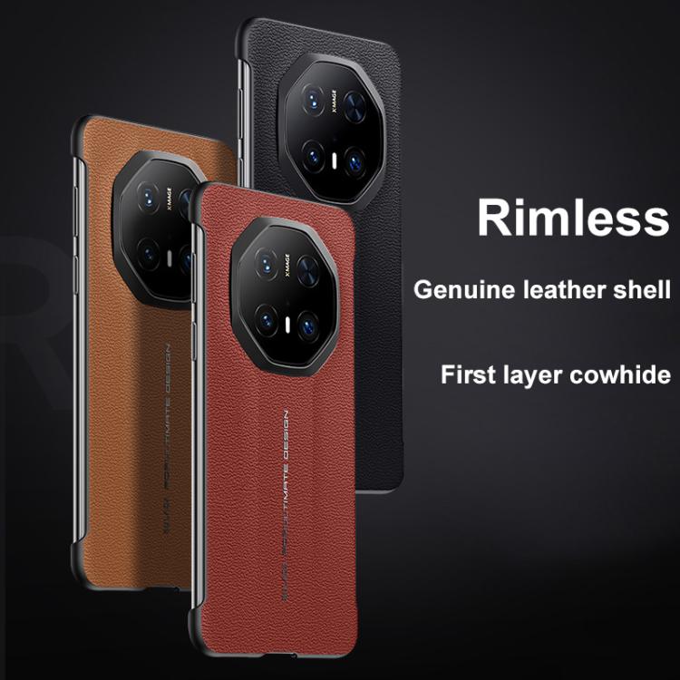 For Huawei Mate 60 RS Ultimate SULADA Frameless Top Layer Cowhide Leather Hybrid PC Phone Case(Brown) - free shipping - PMC TechLife - Order now!