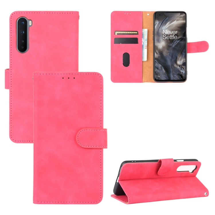 For OnePlus Nord Solid Color Skin Feel Magnetic Buckle Horizontal Flip Calf Texture PU Leather Case with Holder & Card Slots & Wallet(Rose Red) - OnePlus Cases by PMC Jewellery | Online Shopping South Africa | PMC Jewellery | Buy Now Pay Later Mobicred