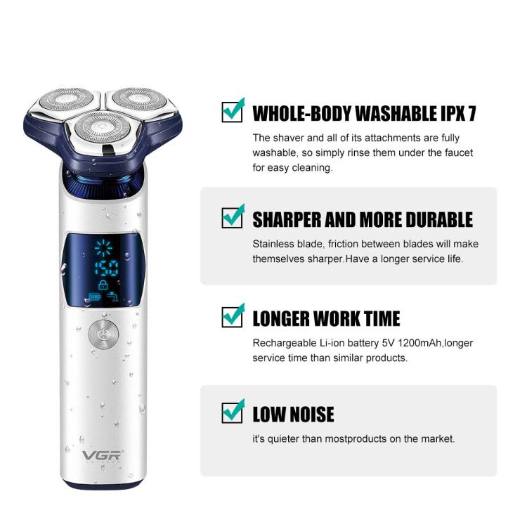 VGR V-328 3D Floating Cutting Blade IPX7 Electric Shaver(Black) - free shipping - PMC TechLife - Order now!
