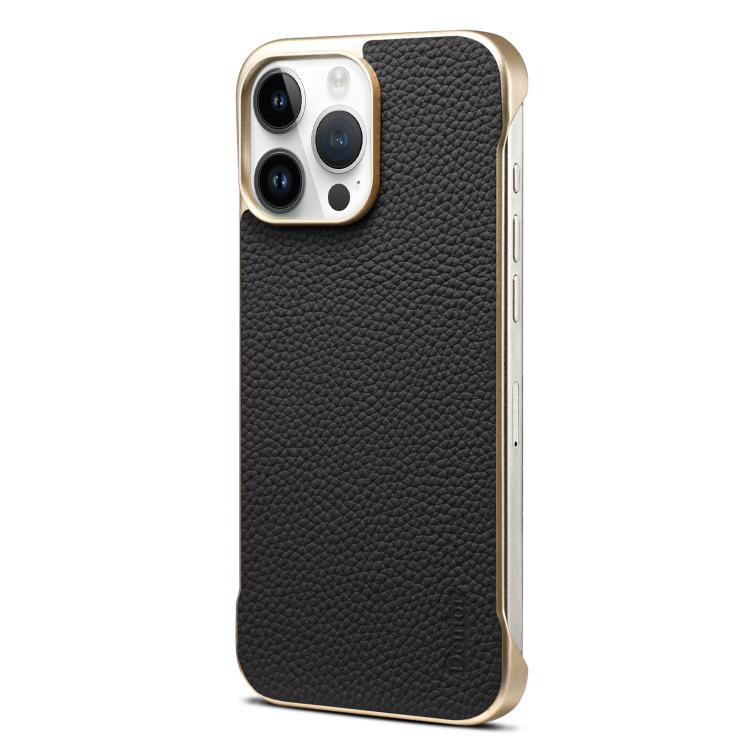 For iPhone 16 Pro Denior A20 Genuine Leather Litchi Texture MagSafe Frameless Phone Case(Black) - free shipping - PMc TechLife - Order now!