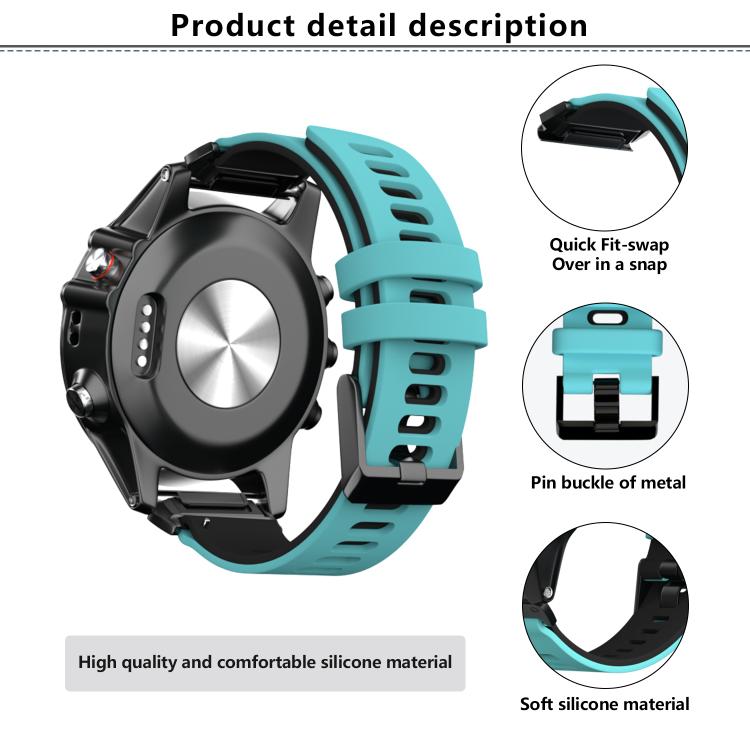 For Garmin QuickFit 22mm Kalebol Two-layer Silicone Watch Band(Blue White) - free shipping - PMc TechLife - Order now!