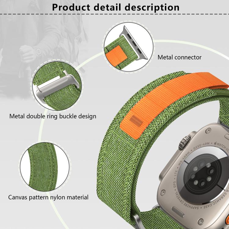 For Apple Watch 46mm / 49mm / 45mm / 44mm Kalebol Canvas Pattern Nylon Loop Strap(Black) - Watch Bands by Kalebol | Online Shopping South Africa | PMC TechLife | Buy Now Pay Later Mobicred