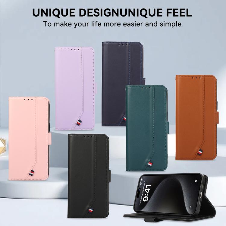 For iPhone 17 Pro Max ABEEL Delicate Texture Splicing RFID Leather Phone Case(Blue) - free shipping - PMc TechLife - Order now!