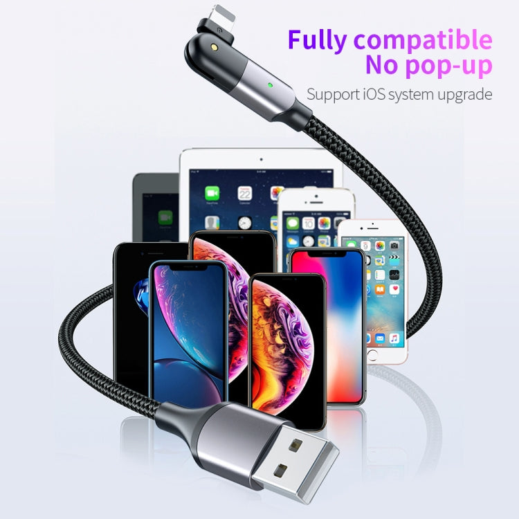 FXCL-WY0G 2.4A USB to 8 Pin 180 Degree Rotating Elbow Charging Cable, Length:1.2m(Grey) - Normal Style Cable by PMC Jewellery | Online Shopping South Africa | PMC Jewellery | Buy Now Pay Later Mobicred