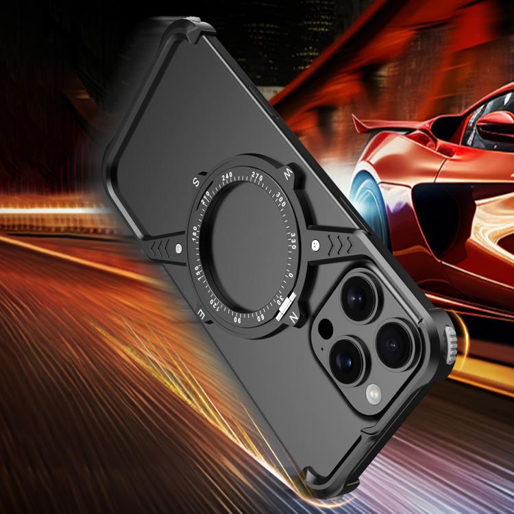 For iPhone 16 Pro S Shaped 360 Holder Airbag Frameless MagSafe Metal Phone Case(Space Gray) - free shipping - PMC TechLife - Order now!