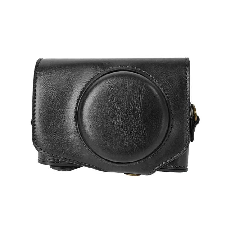 For Canon PowerShot SX740 HS Retro Pull Up Leather Full Body Camera Case Bag with Strap(Black) - free shipping - PMC TechLife - Order now!