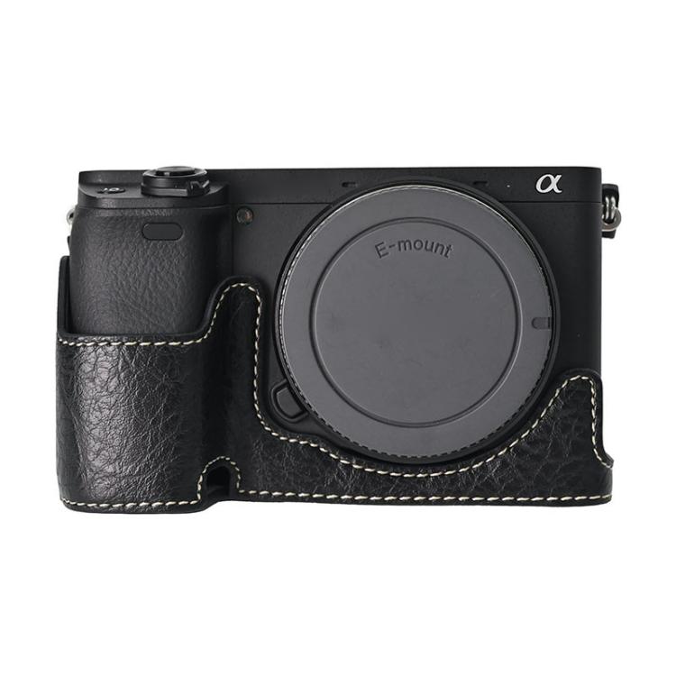 For Sony ILCE-6400 / A6300 / A6200 Litchi Texture PU Leather Camera Half Case Base(Black) - free shipping - PMC TechLife - Order now!