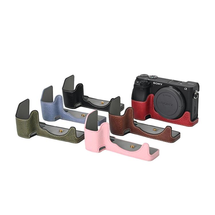 For Sony ILCE-6400 / A6300 / A6200 Litchi Texture PU Leather Camera Half Case Base(Black) - free shipping - PMC TechLife - Order now!