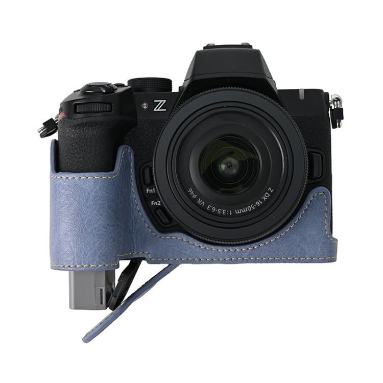 For Nikon Z50II Litchi Texture PU Leather Camera Half Case Base(Blue) - free shipping - PMC TechLife - Order now!