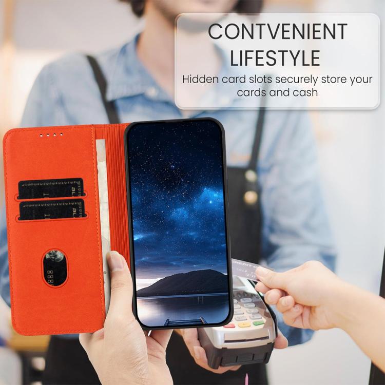 For iPhone 17 Pro Strong Magnetic Frosted Flip Leather Phone Case(Orange) - free shipping - PMc TechLife - Order now!