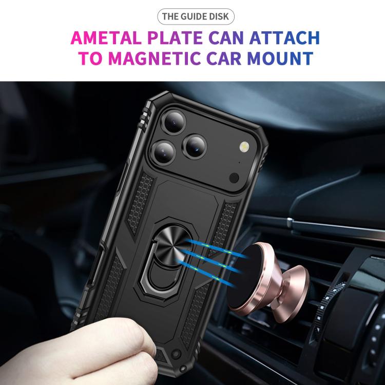 For iPhone 17 Pro Max Shockproof TPU Hybrid PC Phone Case with Holder(Black) - free shipping - PMc TechLife - Order now!