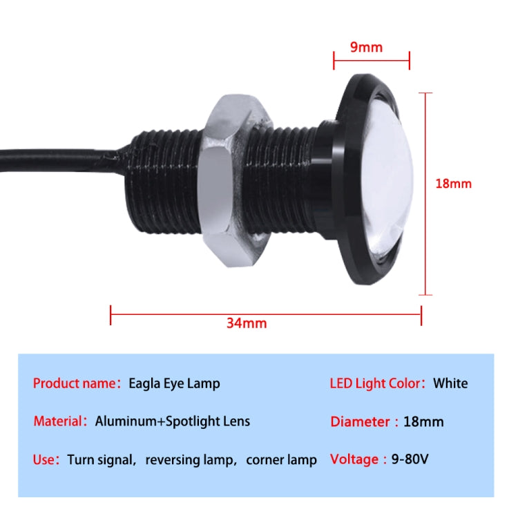 10 PCS 18mm 1.5W DC9-80V Motorcycle Eagle Eye Light Single Lens(Red Light) - Eagle Eye Lights by PMC Jewellery | Online Shopping South Africa | PMC Jewellery | Buy Now Pay Later Mobicred