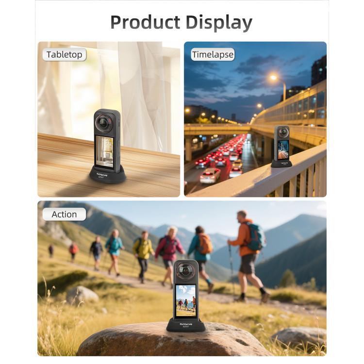 For Insta360 X5 / X4 Sunnylife Silicone Stand Base Tabletop Base(Black) - free shipping - PMC TechLife - Order now!