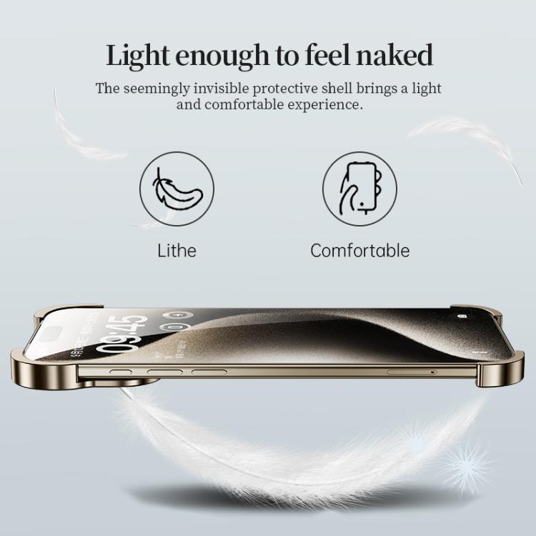 For iPhone 17 Pro Max Frameless Metal Corner Pad Phone Case with Lens Film(Titanium) - free shipping - PMC TechLife - Order now!