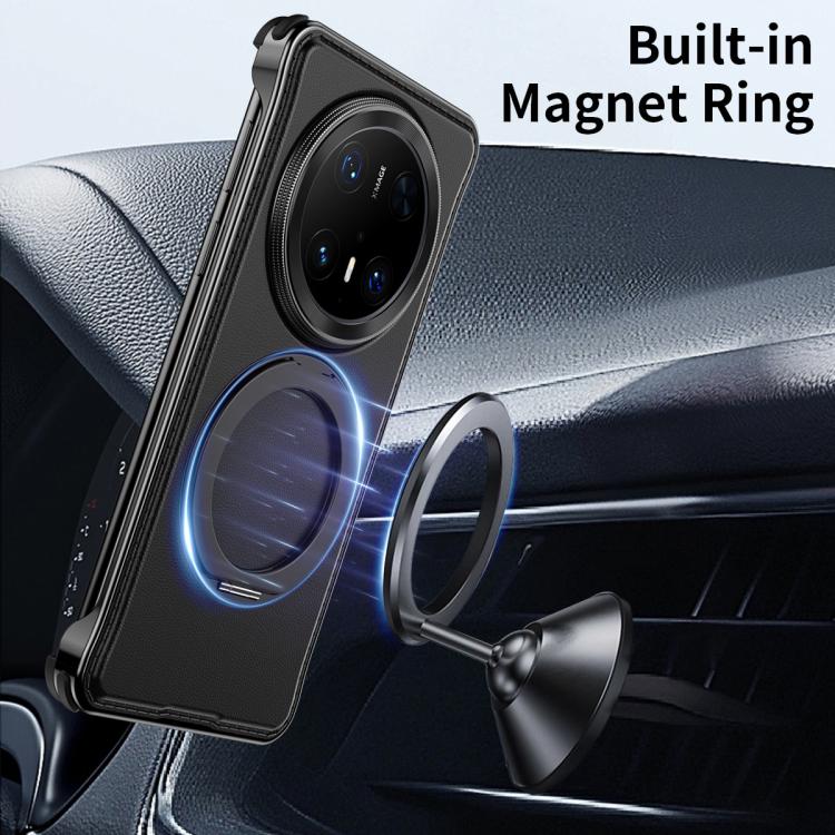 For Huawei Mate 70 Metal Frameless Plain Leather MagSafe Holder Phone Case(Black) - free shipping - PMC TechLife - Order now!