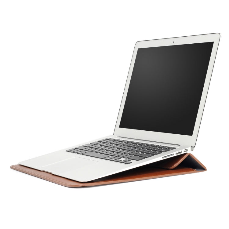 PU Leather Ultra-thin Envelope Bag Laptop Bag for MacBook Air / Pro 11 inch, with Stand Function(Brown) - Protective Bags by PMC Jewellery | Online Shopping South Africa | PMC Jewellery | Buy Now Pay Later Mobicred