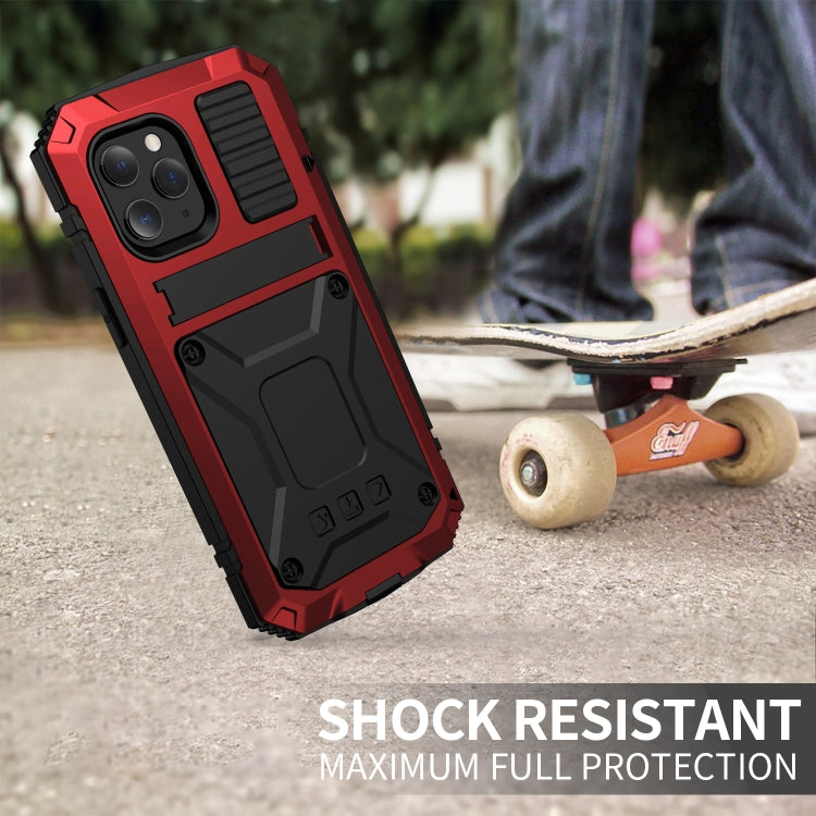 For iPhone 12 Pro Max R-JUST Shockproof Waterproof Dust-proof Metal + Silicone Protective Case with Holder(Red) - free shipping - PMC TechLife - Order now!