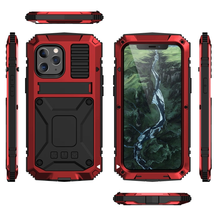 For iPhone 12 / 12 Pro R-JUST Shockproof Waterproof Dust-proof Metal + Silicone Protective Case with Holder(Red) - iPhone 12 / 12 Pro Cases by R-JUST | Online Shopping South Africa | PMC Jewellery