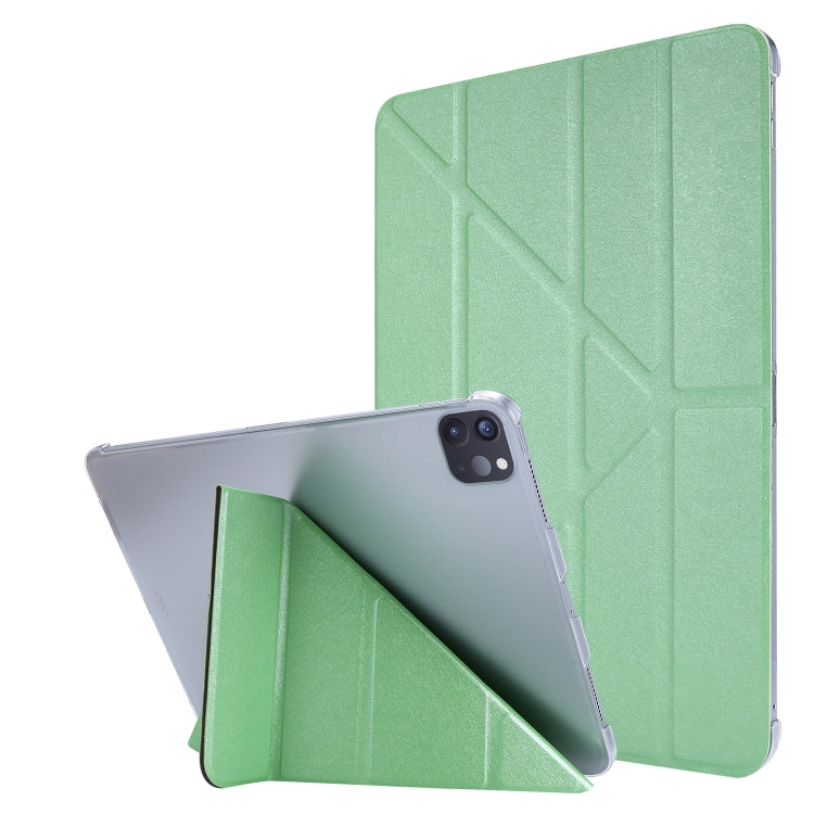 Silk Texture Horizontal Deformation Flip Leather Case with Three-folding Holder For iPad Air 11 2024 / Air 2022 / 2020 10.9(Green) - iPad Air (2022) / (2020) 10.9 Cases by PMC Jewellery | Online Shopping South Africa | PMC Jewellery | Buy Now Pay Later Mobicred