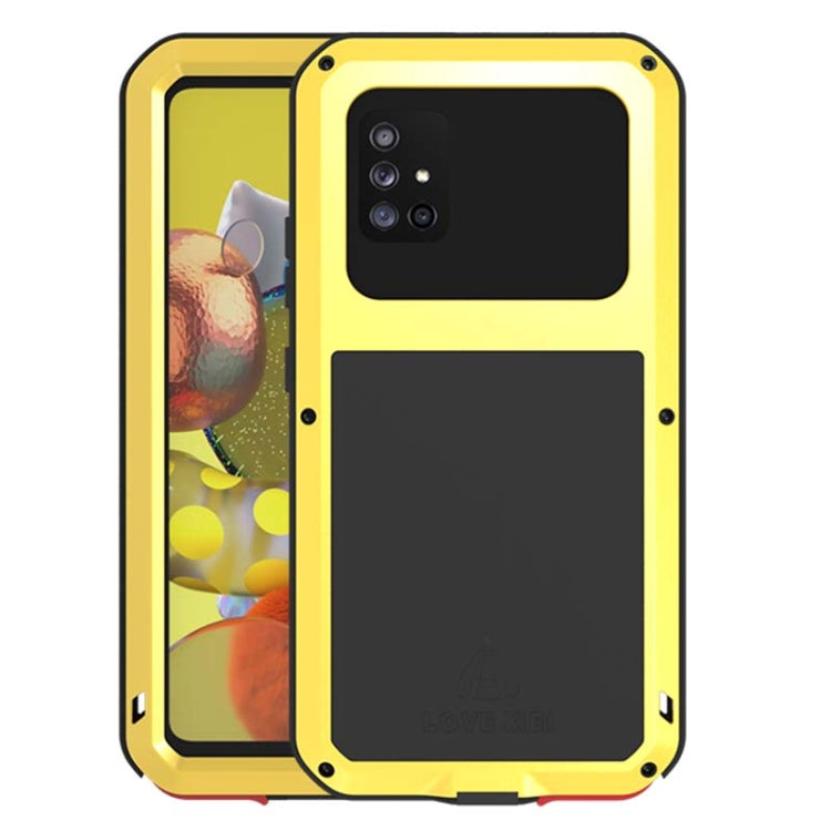 For Samsung Galaxy A51 5G LOVE MEI Metal Shockproof Waterproof Dustproof Protective Case with Glass(Yellow) - Galaxy Phone Cases by LOVE MEI | Online Shopping South Africa | PMC Jewellery