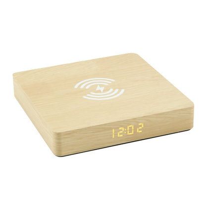 W50 Wooden Clock Wireless Charger (Yellow Wood) - Wireless Charger by PMC Jewellery | Online Shopping South Africa | PMC Jewellery | Buy Now Pay Later Mobicred