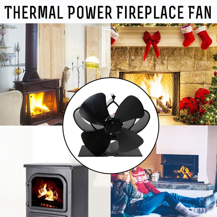 YL201 4-Blade High Temperature Metal Heat Powered Fireplace Stove Fan (Black) - Fireplace Fan by PMC Jewellery | Online Shopping South Africa | PMC Jewellery