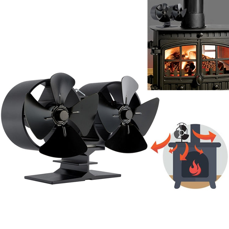 Double Head 8-Blade Aluminum Heat Powered Fireplace Stove Fan - Fireplace Fan by PMC Jewellery | Online Shopping South Africa | PMC Jewellery | Buy Now Pay Later Mobicred