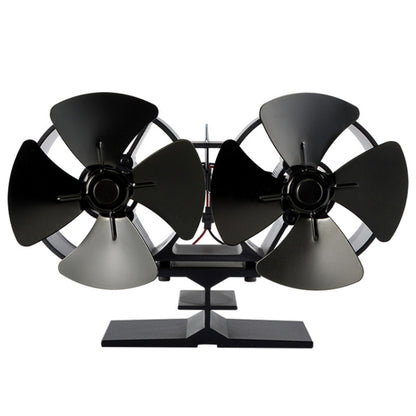 Double Head 8-Blade Aluminum Heat Powered Fireplace Stove Fan - Fireplace Fan by PMC Jewellery | Online Shopping South Africa | PMC Jewellery | Buy Now Pay Later Mobicred